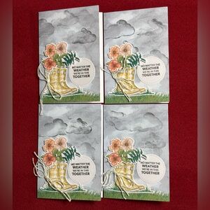 Encouragement cards - set of 4 handcrafted cards with coordinating envelopes.